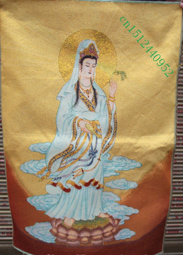 36 pulgadas de seda ߱ bordado - Guan  diosa..